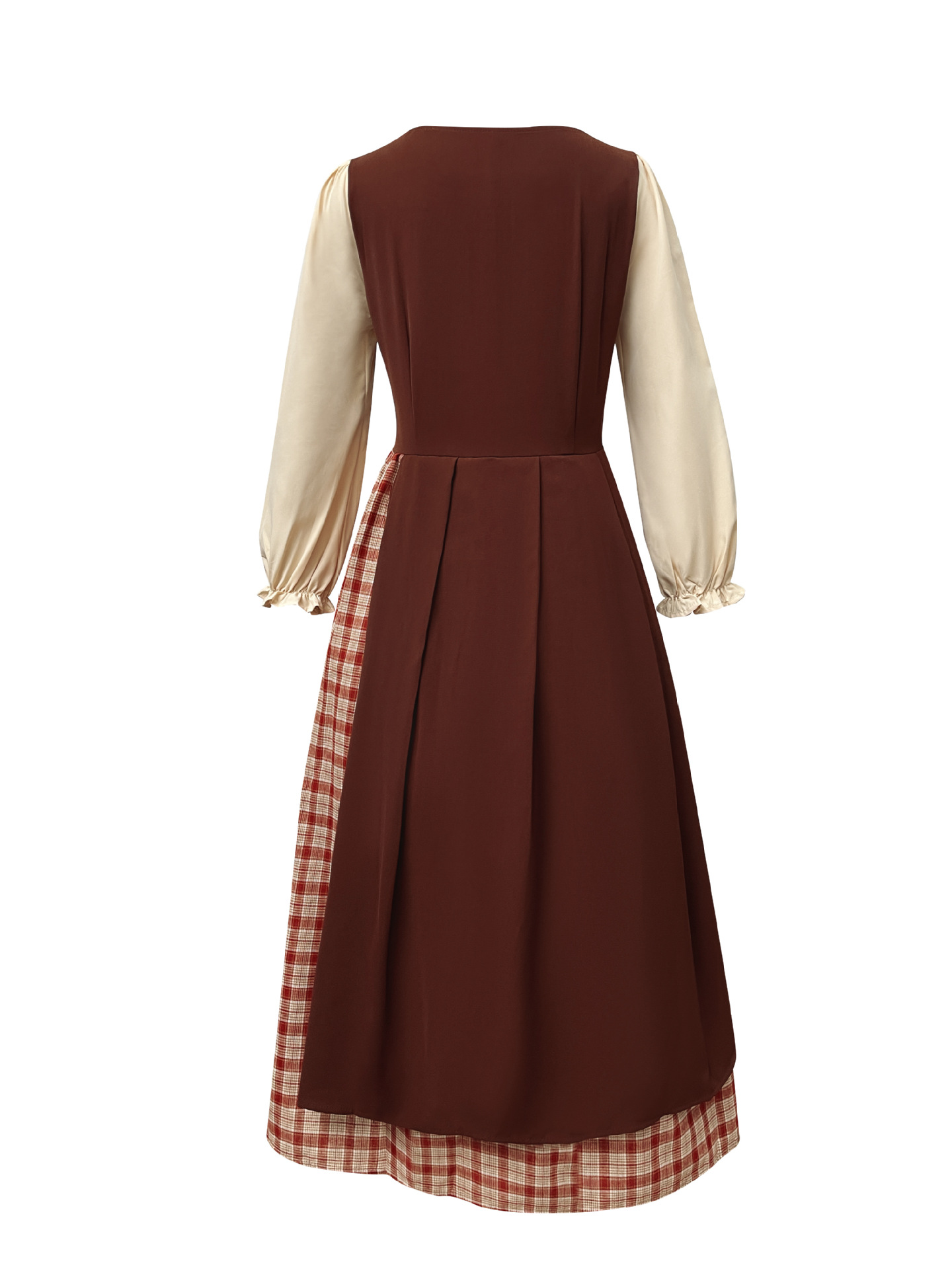 Traditional Dirndl Costume Dress With Cream Long Sleeves And Ankle Length